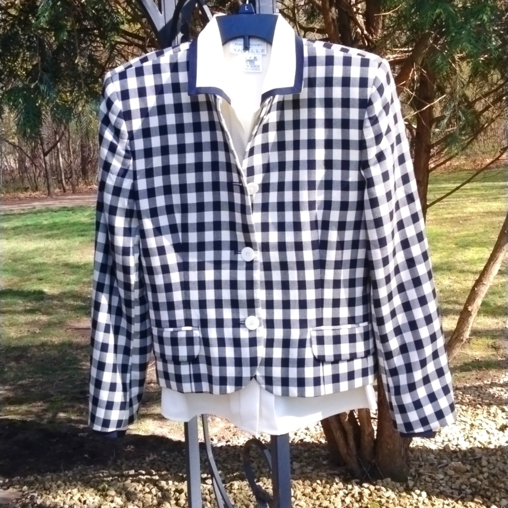 Rena Rowan for Saville Vintage blazer&blouse set, black&white check sz 6